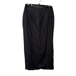 Y2K Animale Black Linen Blend Seam Detail Column Maxi Skirt Womens M Goth
